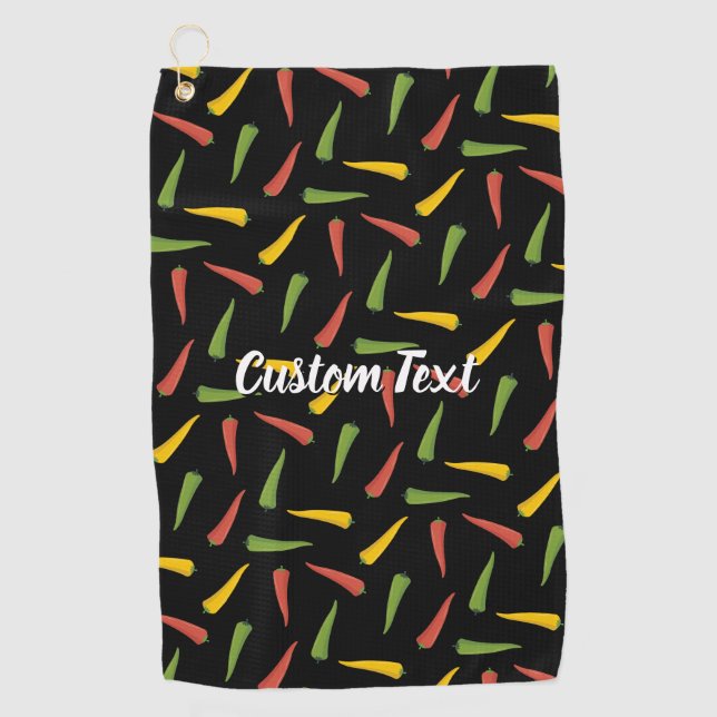 Colourful Peppers Pattern Golf Towel (Front)
