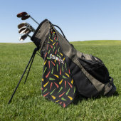 Colourful Peppers Pattern Golf Towel (Green)
