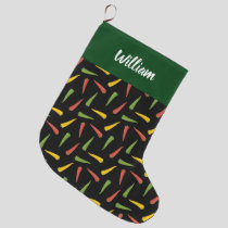 Colourful Peppers Pattern Large Christmas Stocking