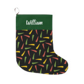 Colourful Peppers Pattern Large Christmas Stocking (Front)