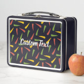 Colourful Peppers Pattern Metal Lunch Box (In Situ)