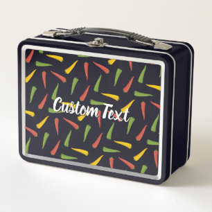Colourful Peppers Pattern Metal Lunch Box