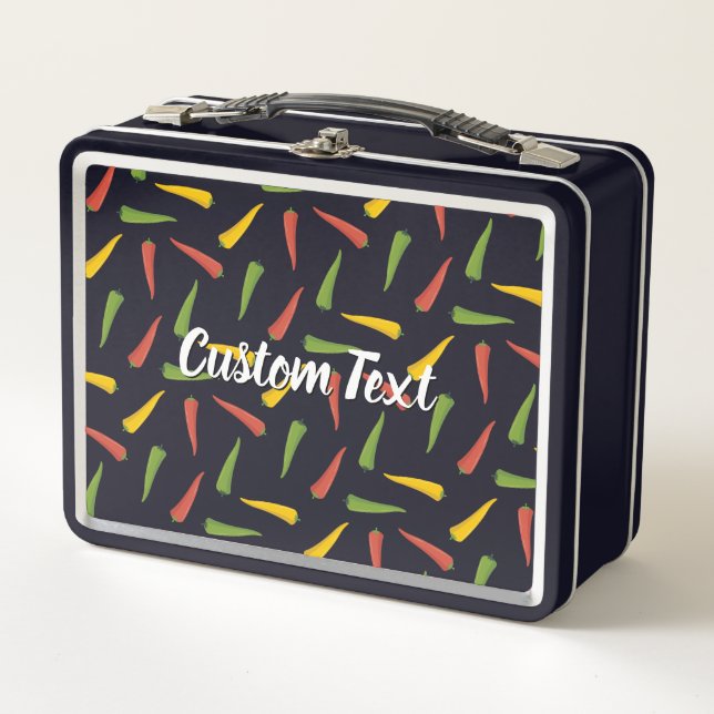 Colourful Peppers Pattern Metal Lunch Box (Front)