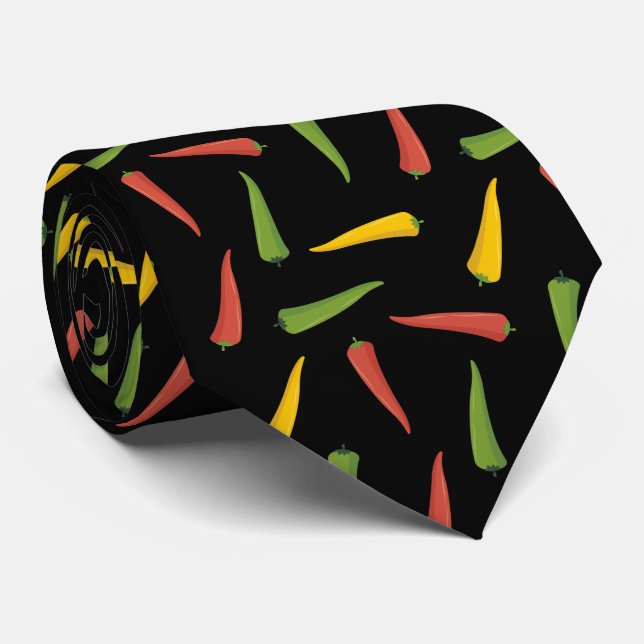 Colourful Peppers Pattern Neck Tie (Rolled)