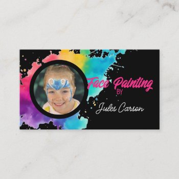 Colourful Photo Face Painter Black Background Business Card by inkconvenient at Zazzle