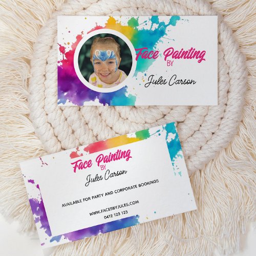 Colourful Photo Face Painter  Business Card