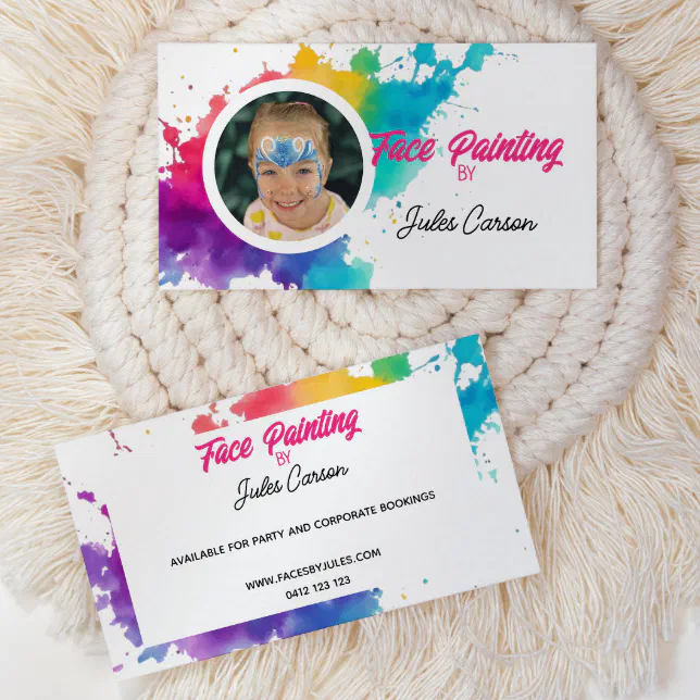 Colourful Photo Face Painter Business Card Zazzle