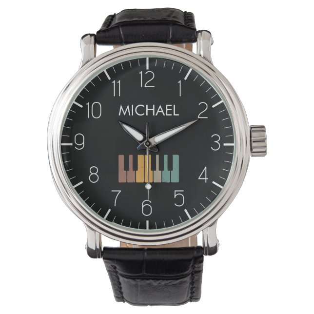 colourful Piano Keyboard Personalized Musician's  Watch (Front)