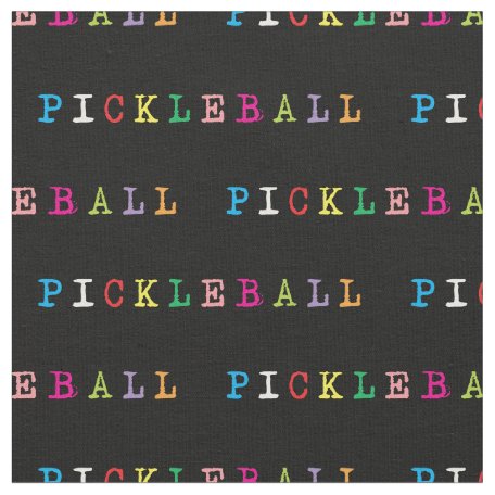 Pickleball - mix on black background fabric | Zazzle