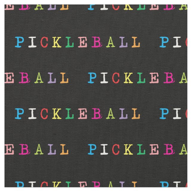 Colourful pickleball lettering black fabric (Close Up)
