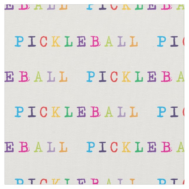 Colourful pickleball lettering white fabric (Close Up)