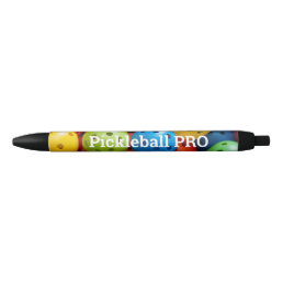 Colourful pickleballs  black ink pen