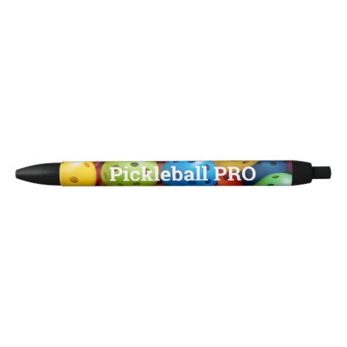 Colourful pickleballs  black ink pen