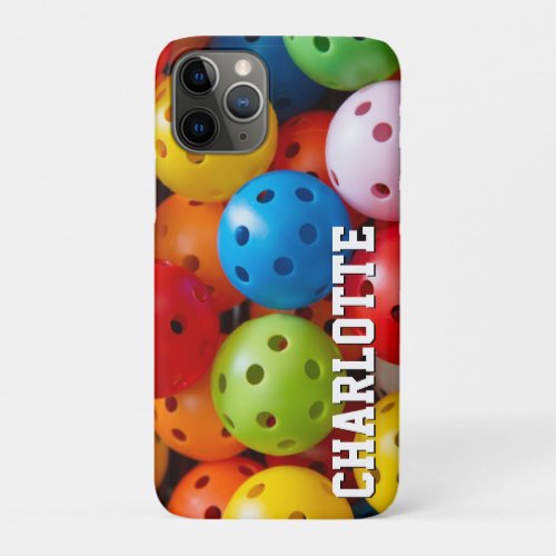 Colourful pickleballs  iPhone 11 pro case