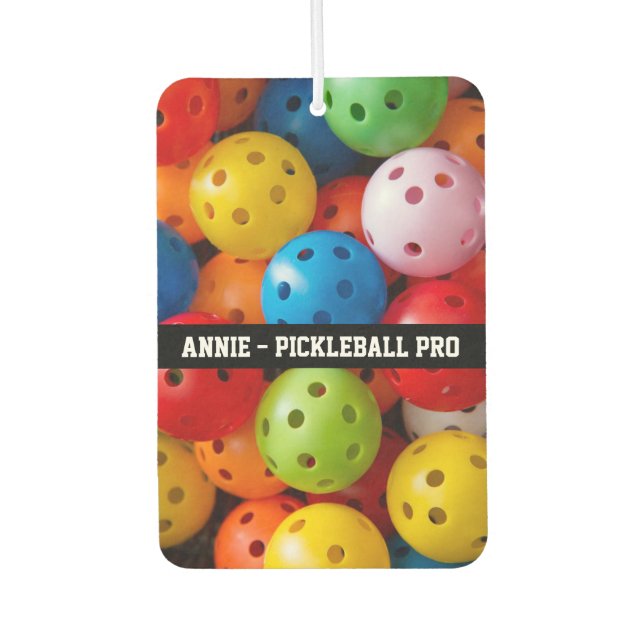  Colourful pickleballs, custom text Air Freshener (Front)