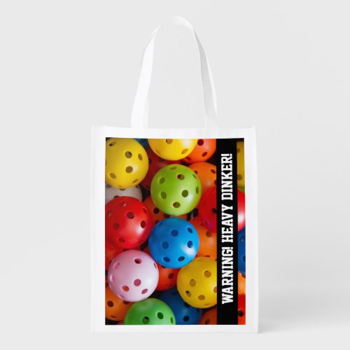  Colourful pickleballs custom text Grocery Bag