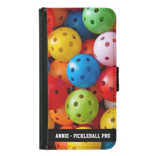  Colourful pickleballs custom text Samsung Galaxy S5 Wallet Case