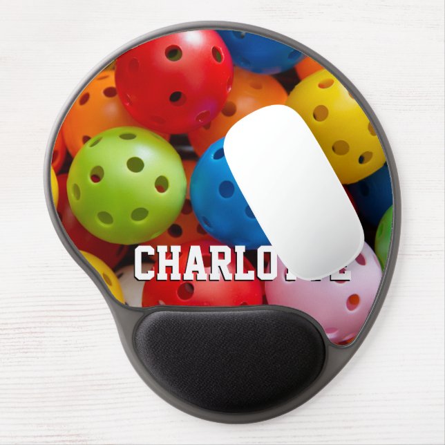 Colourful pickleballs  gel mouse pad (Left Side)