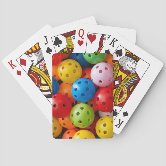 Colourful pickleballs poker cards (Back)
