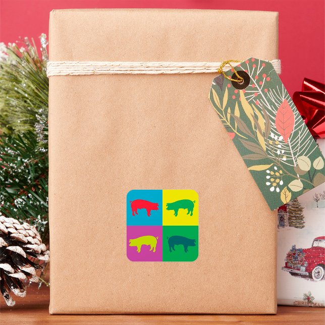 Colourful Pigs Square Sticker (Creator Uploaded)