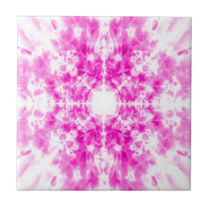 Colourful pink kaleidoscope pattern ceramic tile