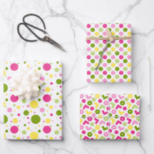 Colourful Pink Yellow Green Polka Dot Holiday Gift