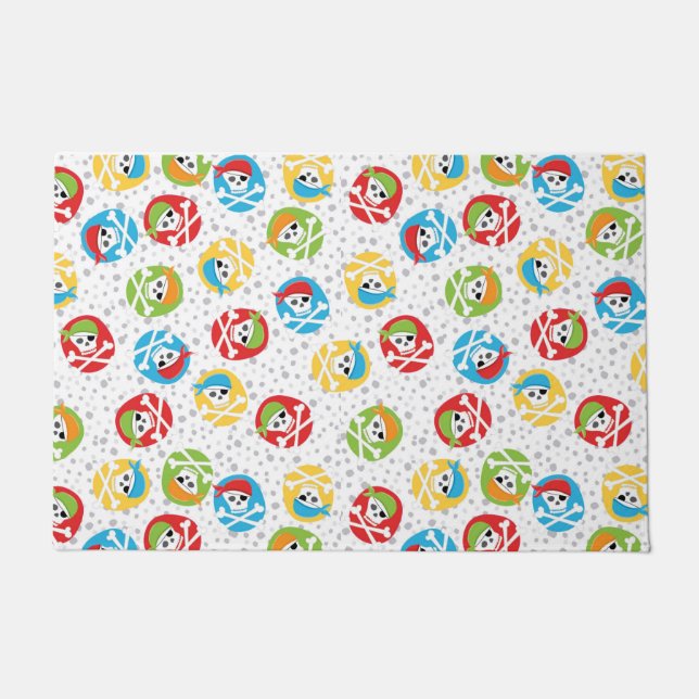 colourful pirate skulls  doormat (Front)