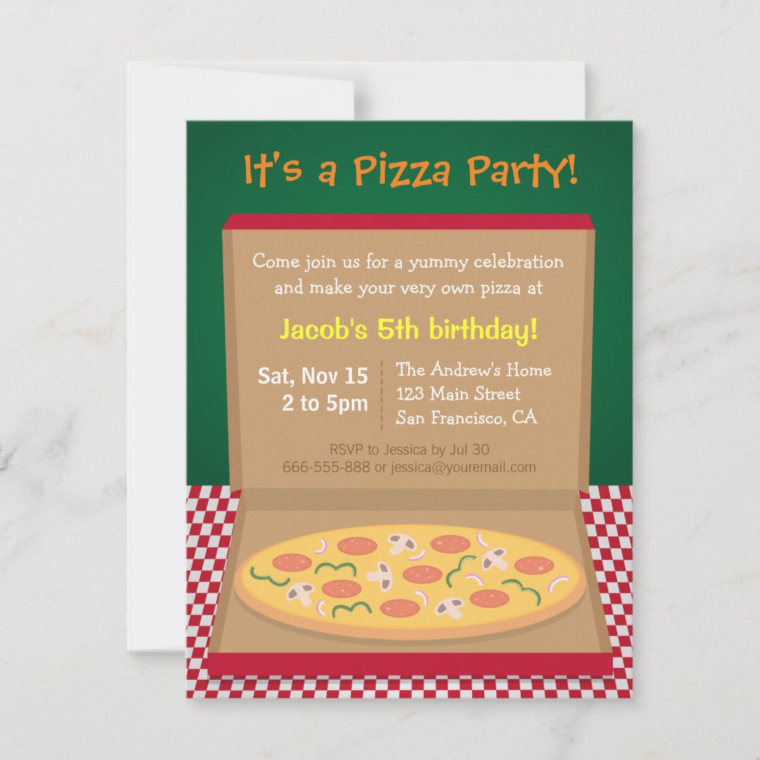 Colourful Pizza Kids Birthday Party Invitation | Zazzle