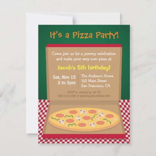 Colourful Pizza Kids Birthday Party Invitation