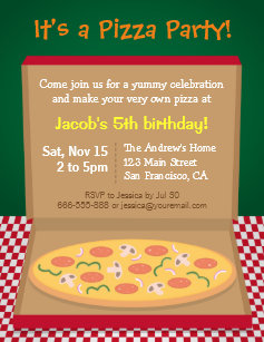 pizza party invitations zazzle