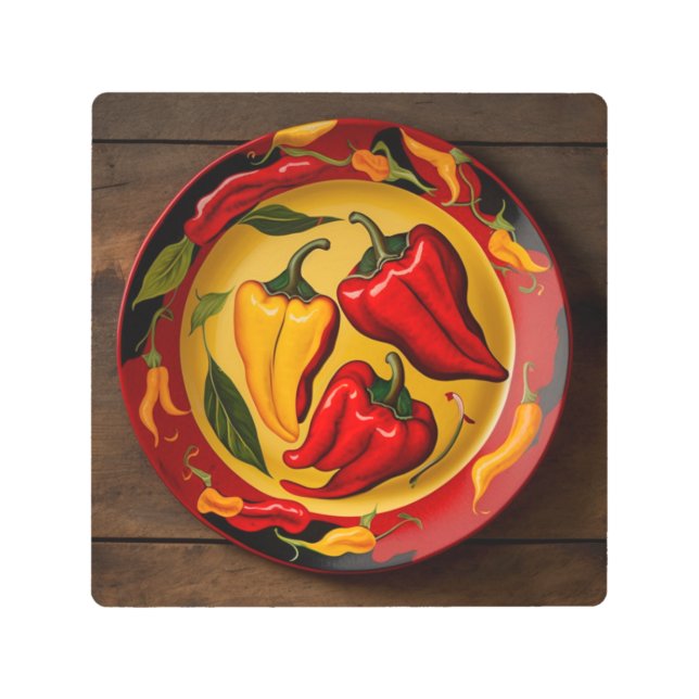  Colourful Plate of Peppers Metal Print (Front)