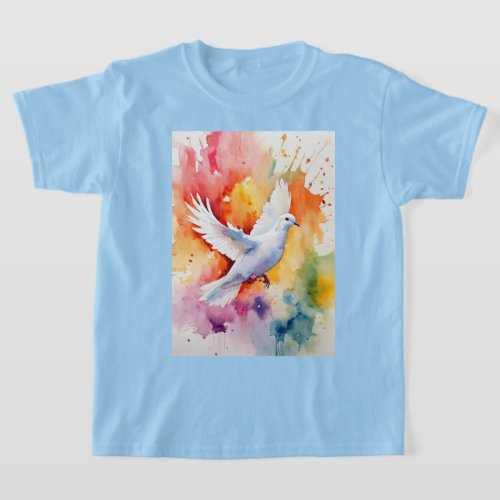 Colourful Plumage Watercolour Bird T_Shirt