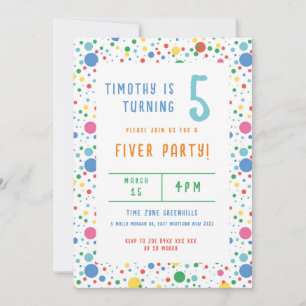 Colourful Pokadot Birthday Party Invitation