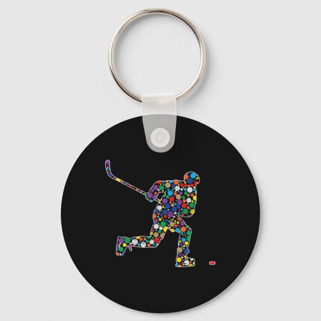 Colourful Polka Dot Hockey International Dot Day  Keychain (Front)