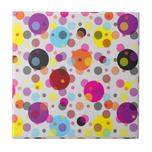 Colourful Polka Dots Ceramic Tile