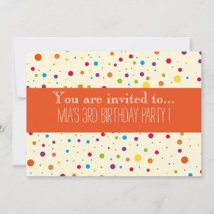 Colourful polka dots kid's birthday party invitation