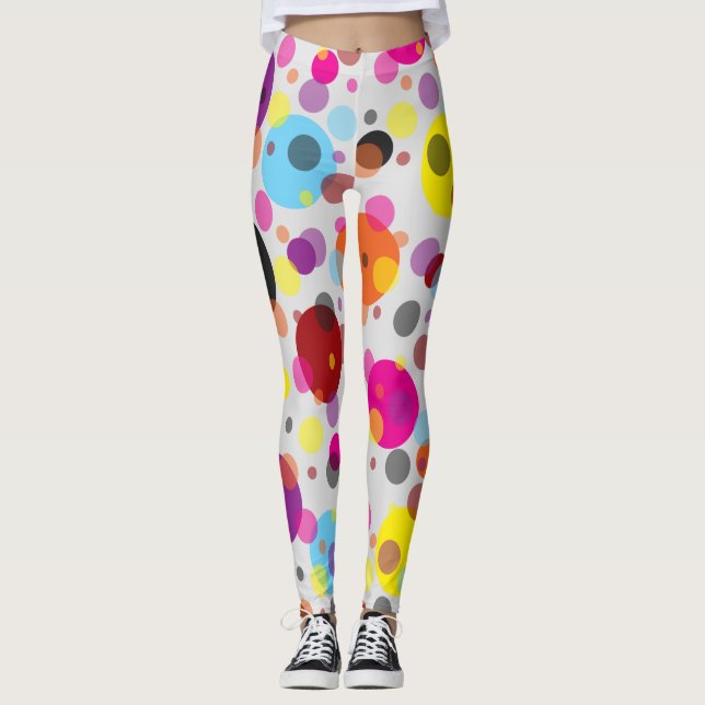 Colourful Polka Dots Leggings (Front)