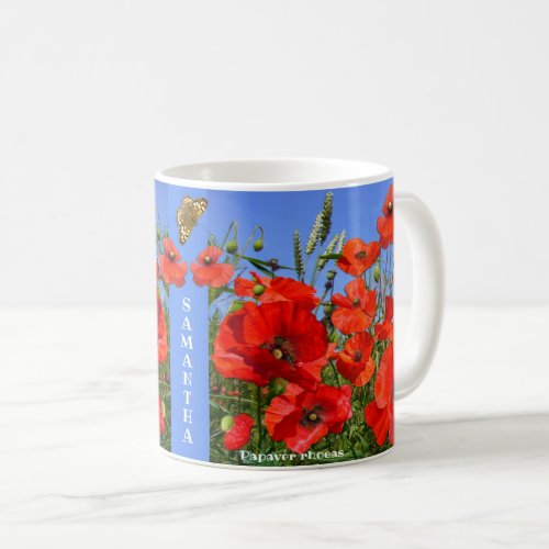 Colourful Poppy Field Personalized Coffee Mug