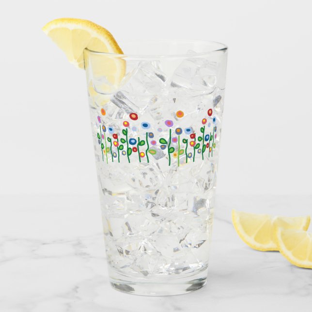 Colourful pretty arty flower border glass (Front Ice)