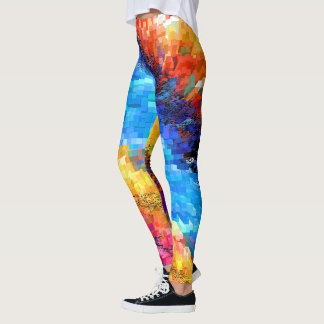 Colourful Psychedelic Abstract Leggings (Left)