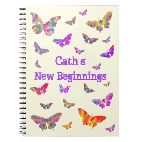 Colourful Psychedelic Butterfly Art Cath Add Name Notebook