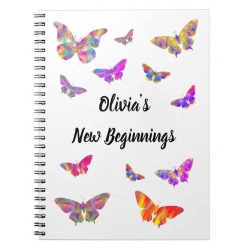 Colourful Psychedelic Butterfly Olivia Name Notebook