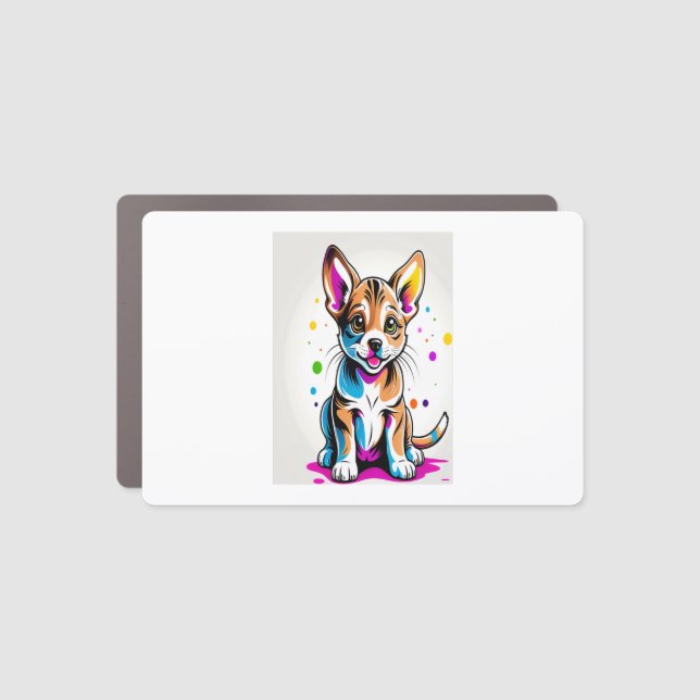 Colourful Puppy Dog   Car Magnet (Front)
