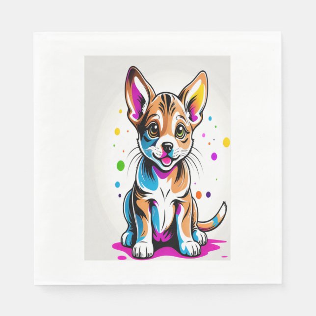 Colourful Puppy Dog   Napkins (Front)