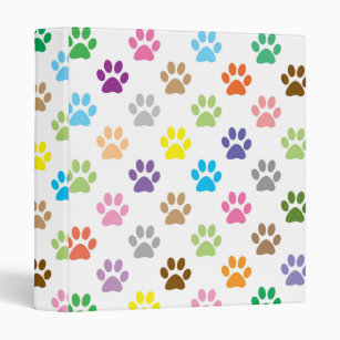 Colourful puppy paw prints binder