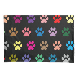 Colourful puppy paws pattern pillow case
