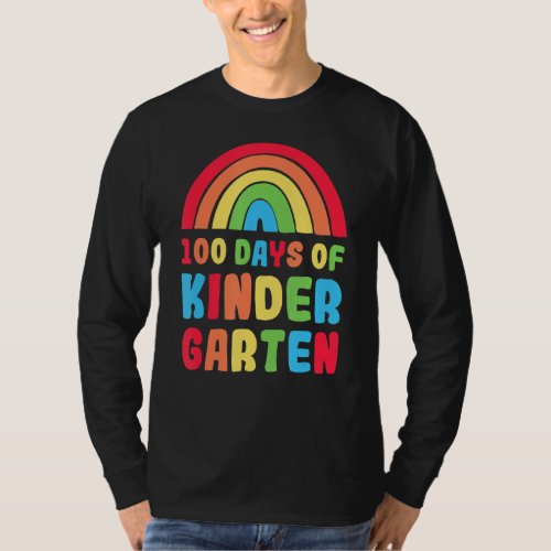 Colourful Rainbow 100 Days Of Kinder Garten Day Of T_Shirt