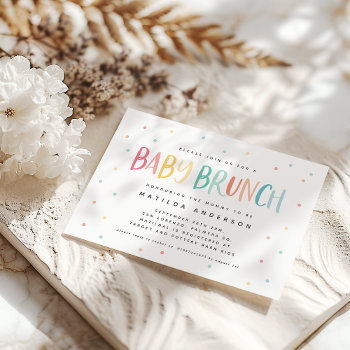 Colourful Rainbow Baby Brunch Invitation by COFFEE_AND_PAPER_CO at Zazzle