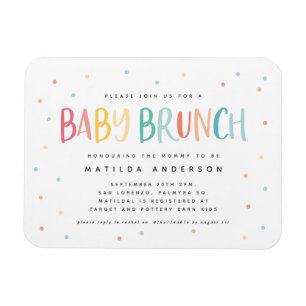 Colourful rainbow baby brunch invitation magnet