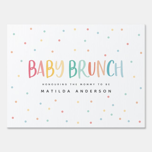 Colourful rainbow baby brunch party sign (Front)
